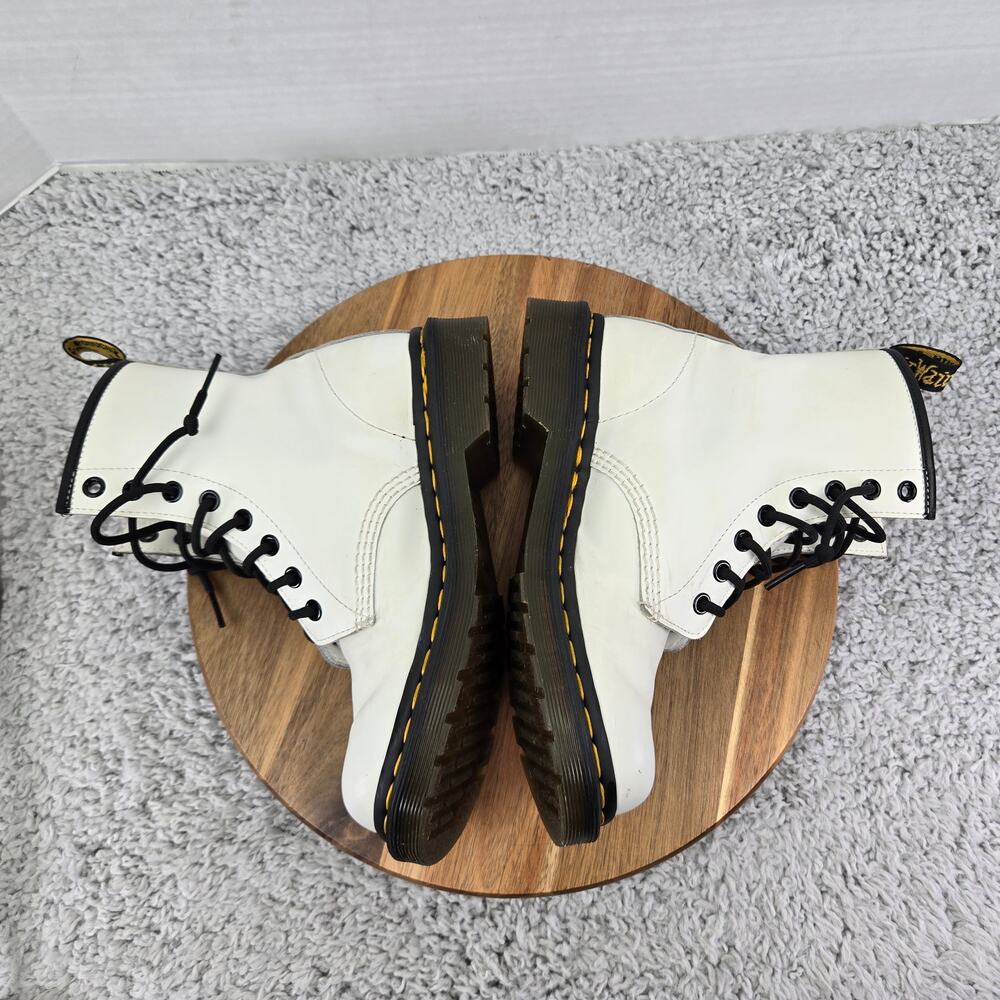 Dr. Martens Womens 6 1460 Smooth Leather White Lace Up Casual Y2K Combat Boots - Picture 8 of 13